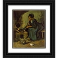 thumbnail image 1 of Vincent van Gogh 12x14 Black Ornate Wood Framed Double Matted Museum Art Print Titled: Peasant Woman Cooking by a Fireplace (1885), 1 of 5