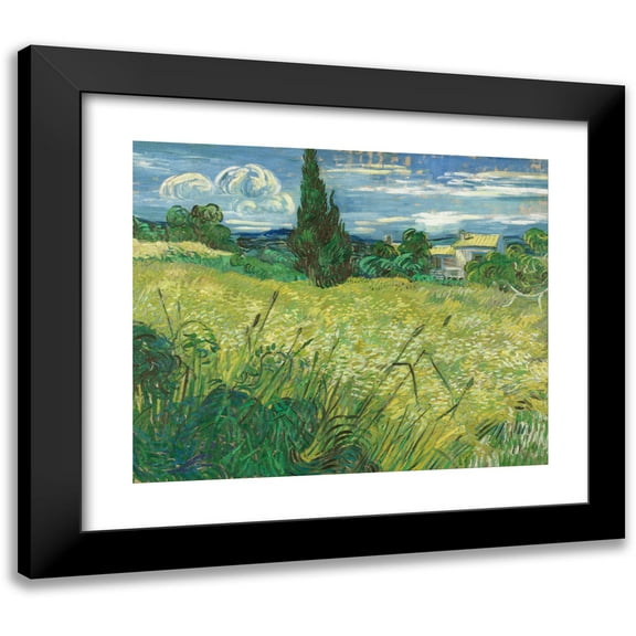 Vincent van Gogh 14x12 Black Modern Framed Museum Art Print Titled - Green Field (1889)