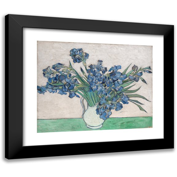 Vincent van Gogh 14x12 Black Modern Framed Museum Art Print Titled - Irises (1890)