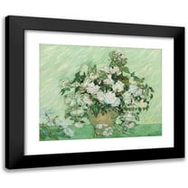 Vincent van Gogh 14x12 Black Modern Framed Museum Art Print Titled - Roses (1890)