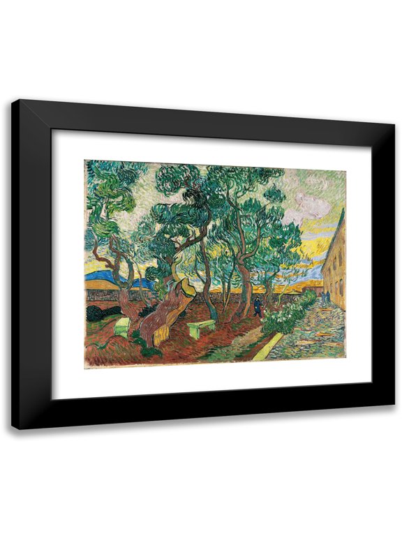 Vincent van Gogh 14x12 Black Modern Framed Museum Art Print Titled - The Garden of Saint-Paul Hospital (1889)