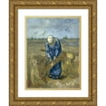 thumbnail image 1 of Vincent van Gogh 15x18 Gold Ornate Wood Frame and Double Matted Museum Art Print Titled - Peasant Woman Binding Sheaves (After Millet), 1 of 4
