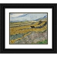 thumbnail image 1 of Vincent van Gogh 17x15 Black Ornate Wood Framed Double Matted Museum Art Print Titled - Enclosed Field with Ploughman (1889), 1 of 5