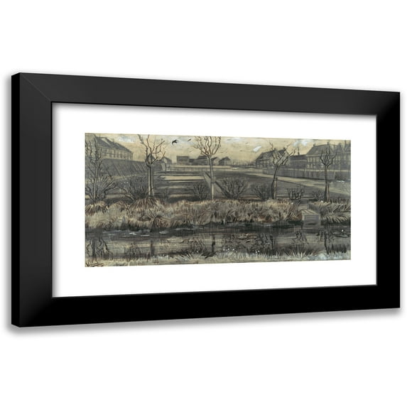 Vincent van Gogh 18x11 Black Modern Framed Museum Art Print Titled - Nursery on Schenkweg (1882)
