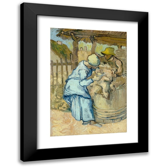 Vincent van Gogh 18x24 Black Modern Framed Museum Art Print Titled - The Sheep-Shearer (After Millet)
