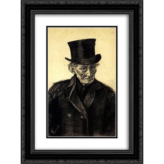 Vincent van Gogh 2x Matted 18x24 Black Ornate Framed Art Print 'Old Man with a Top Hat'