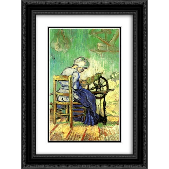 Vincent van Gogh 2x Matted 18x24 Black Ornate Framed Art Print 'The Spinner (after Millet)'
