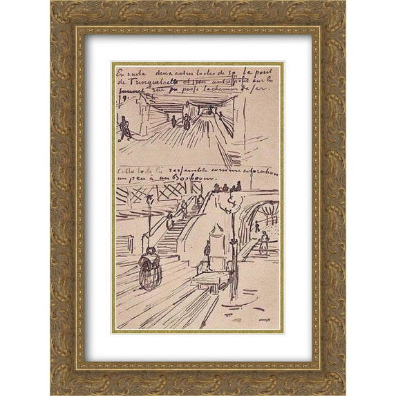 Vincent van Gogh 2x Matted 18x24 Gold Ornate Framed Art Print 'The Viaduct and the Trinquetaille Bridge'