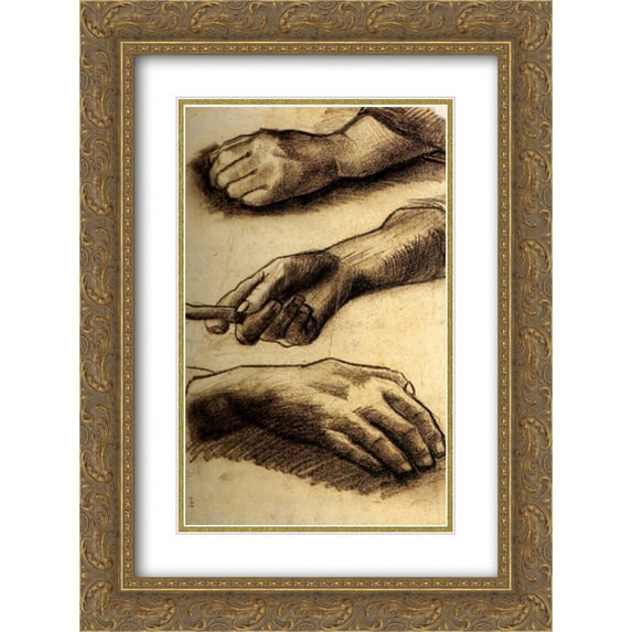Vincent van Gogh 2x Matted 18x24 Gold Ornate Framed Art Print 'Three Hands'