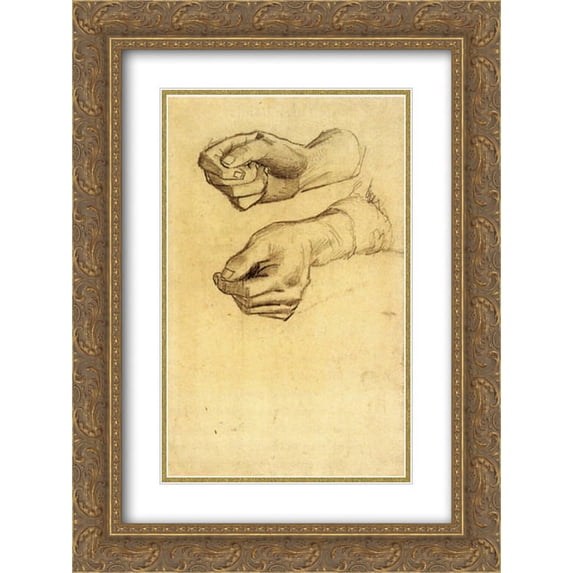 Vincent van Gogh 2x Matted 18x24 Gold Ornate Framed Art Print 'Two Hands '