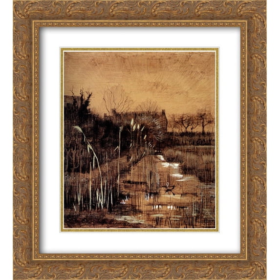 Vincent van Gogh 2x Matted 20x22 Gold Ornate Framed Art Print 'Ditch'