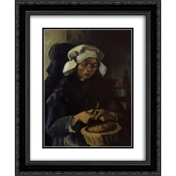 Vincent van Gogh 2x Matted 20x24 Black Ornate Framed Art Print 'Peasant Woman Peeling Potatoes'