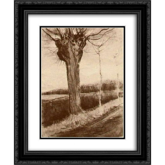 Vincent van Gogh 2x Matted 20x24 Black Ornate Framed Art Print 'Pollard Willow '