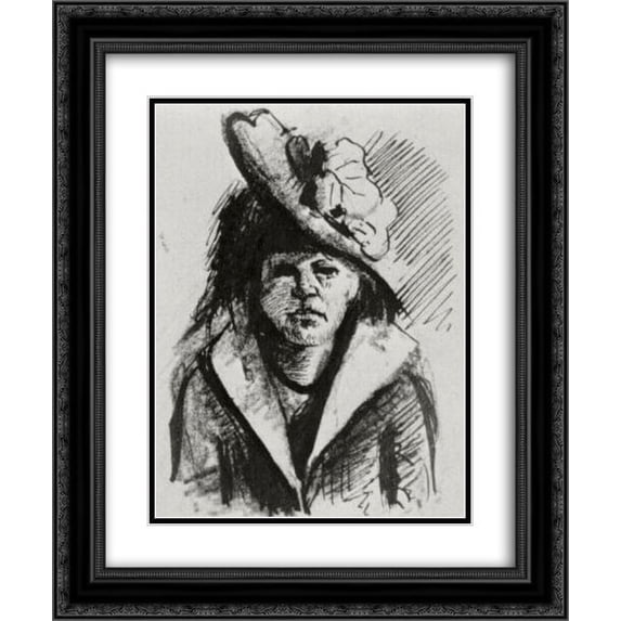 Vincent van Gogh 2x Matted 20x24 Black Ornate Framed Art Print 'Woman with Hat, Half-Length'
