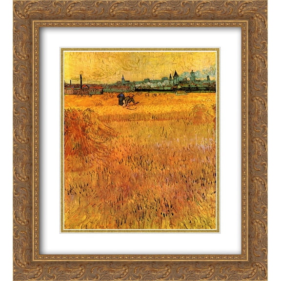 Vincent van Gogh 2x Matted 20x24 Gold Ornate Framed Art Print 'Arles View from the Wheat Fields'