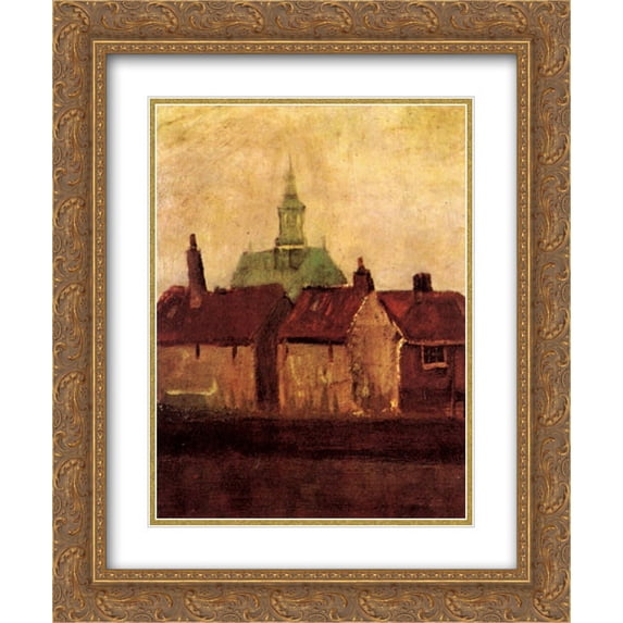 Vincent van Gogh 2x Matted 20x24 Gold Ornate Framed Art Print 'Cluster of Old Houses with the New Church in The Hague'