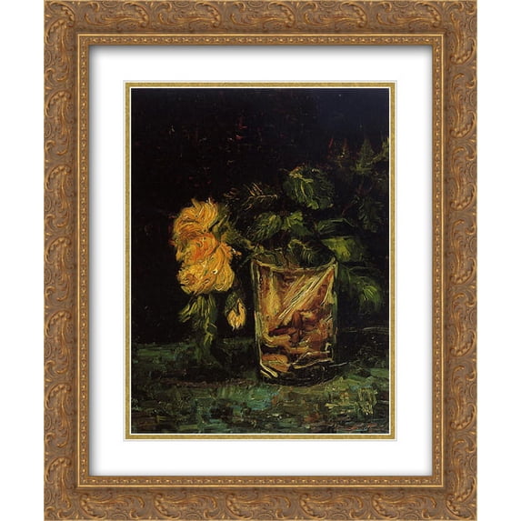 Vincent van Gogh 2x Matted 20x24 Gold Ornate Framed Art Print 'Glass with Roses'
