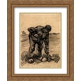 thumbnail image 1 of Vincent van Gogh 2x Matted 20x24 Gold Ornate Framed Art Print 'Peasant Lifting Potatoes ', 1 of 2