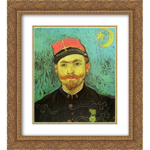 Vincent van Gogh 2x Matted 20x24 Gold Ornate Framed Art Print 'Portrait of Milliet, Second Lieutnant of the Zouaves '