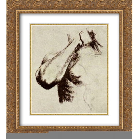 Vincent van Gogh 2x Matted 20x24 Gold Ornate Framed Art Print 'Sketch of a Right Arm and Shoulder'