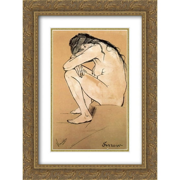 Vincent van Gogh 2x Matted 20x24 Gold Ornate Framed Art Print 'Sorrow '
