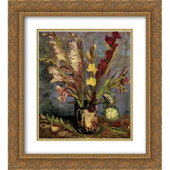 Vincent van Gogh 2x Matted 20x24 Gold Ornate Framed Art Print 'Vase with Gladioli'