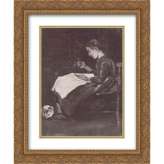 Vincent van Gogh 2x Matted 20x24 Gold Ornate Framed Art Print 'Young Woman Sewing'