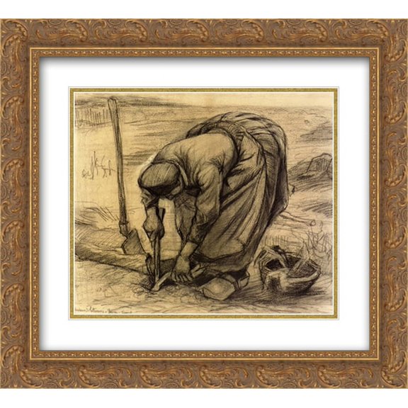 Vincent van Gogh 2x Matted 22x20 Gold Ornate Framed Art Print 'Planting Beets'