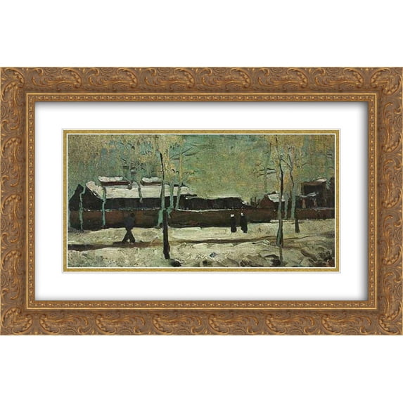 Vincent van Gogh 2x Matted 24x16 Gold Ornate Framed Art Print 'The Old Station at Eindhoven '