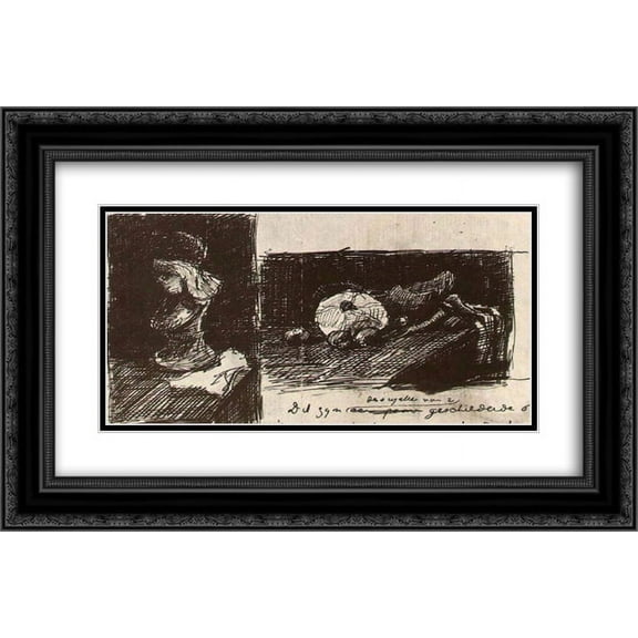 Vincent van Gogh 2x Matted 24x18 Black Ornate Framed Art Print 'Sculpture and Still Life with Cabbage and Clogs'