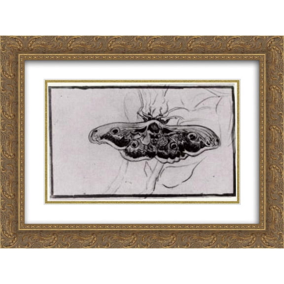 Vincent van Gogh 2x Matted 24x18 Gold Ornate Framed Art Print 'Death's Head Moth'