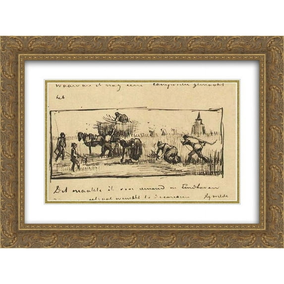 Vincent van Gogh 2x Matted 24x18 Gold Ornate Framed Art Print 'Wheat Harvest'