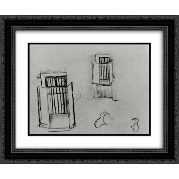 Vincent van Gogh 2x Matted 24x20 Black Ornate Framed Art Print 'Barred Windows'