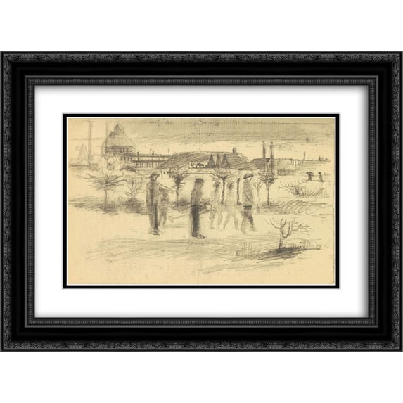 Vincent van Gogh 2x Matted 24x20 Black Ornate Framed Art Print 'Miners in the Snow at Dawn'