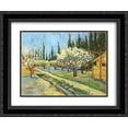 thumbnail image 1 of Vincent van Gogh 2x Matted 24x20 Black Ornate Framed Art Print 'Orchard in Blossom, Bordered by Cypresses', 1 of 2