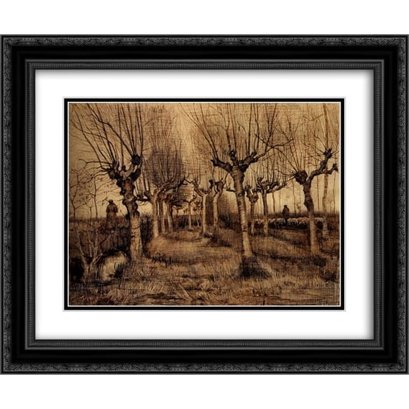 Vincent van Gogh 2x Matted 24x20 Black Ornate Framed Art Print 'Pollard Birches'