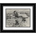 thumbnail image 1 of Vincent van Gogh 2x Matted 24x20 Black Ornate Framed Art Print 'Sketch of Diggers and Other Figures', 1 of 2