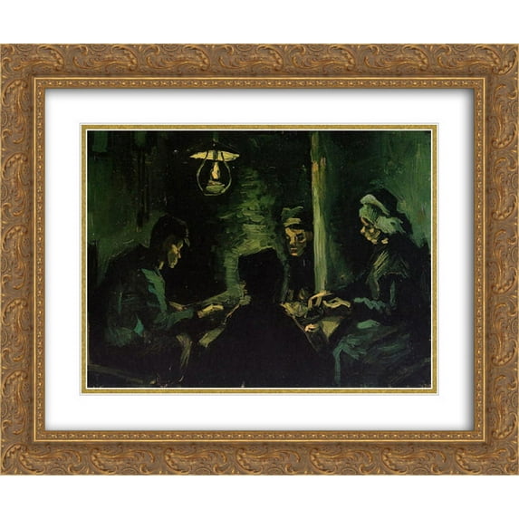 Vincent van Gogh 2x Matted 24x20 Gold Ornate Framed Art Print 'Four Peasants at a Meal (Study for 'The Potato Eaters')'