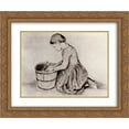 thumbnail image 1 of Vincent van Gogh 2x Matted 24x20 Gold Ornate Framed Art Print 'Girl Kneeling in Front of a Bucket', 1 of 2