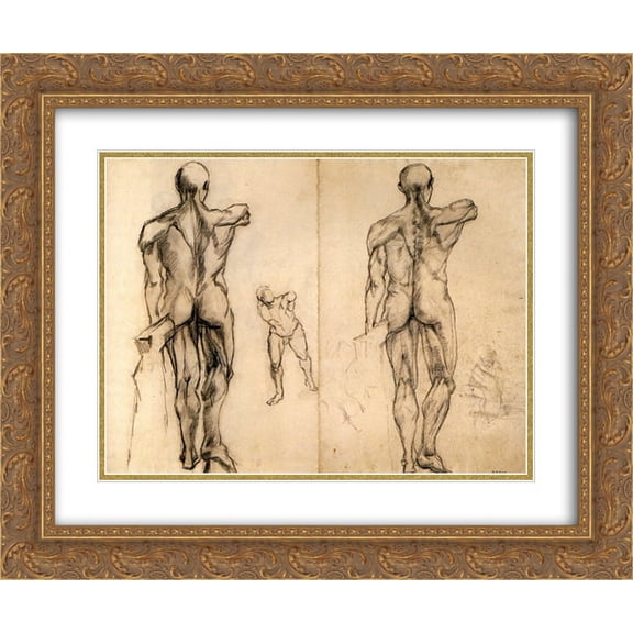 Vincent van Gogh 2x Matted 24x20 Gold Ornate Framed Art Print 'L'Ecorche and Borghese Gladiator'