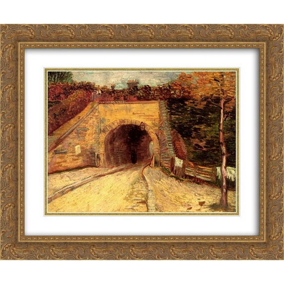 Vincent van Gogh 2x Matted 24x20 Gold Ornate Framed Art Print 'Roadway with Underpass The Viaduct'