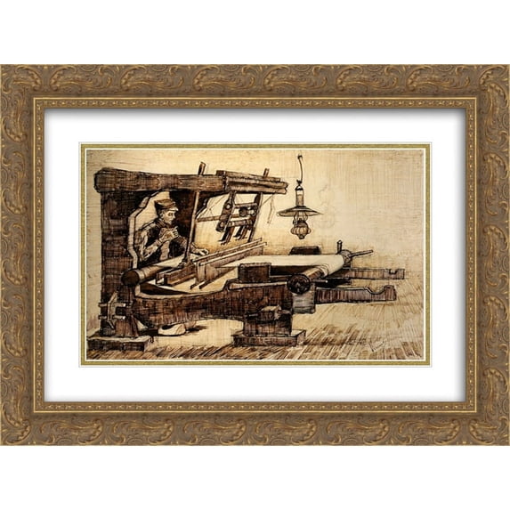 Vincent van Gogh 2x Matted 24x20 Gold Ornate Framed Art Print 'Weaver'