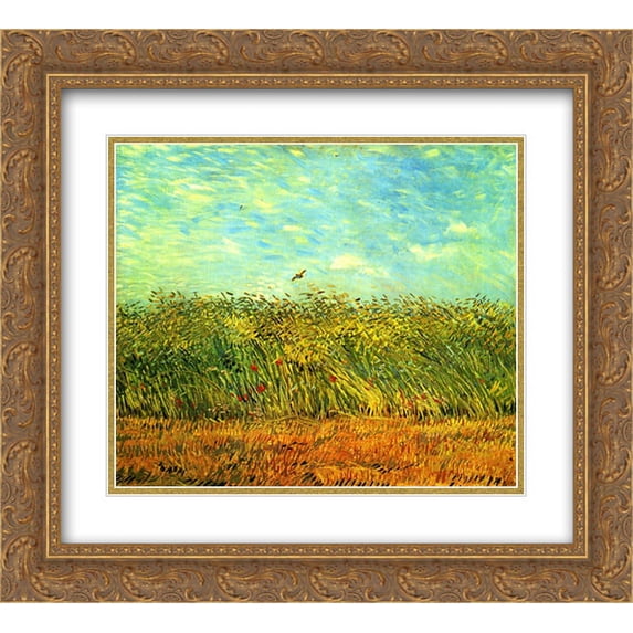 Vincent van Gogh 2x Matted 24x20 Gold Ornate Framed Art Print 'Wheat Field with a Lark'