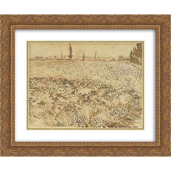 Vincent van Gogh 2x Matted 24x20 Gold Ornate Framed Art Print 'Wheat Field'