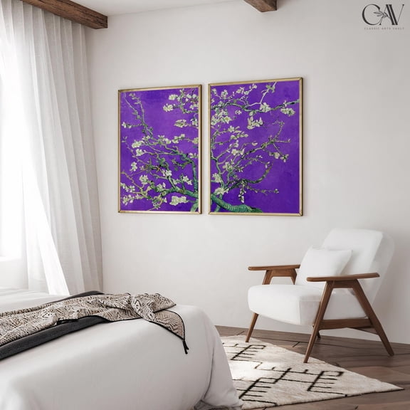 Vincent van Gogh Print Almond Blossom Floral Poster Wedding Gift Painting 2 Piece Diptych Wall Art Gallery Art Set 2