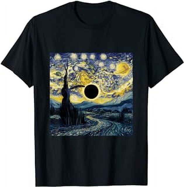 Vincent van Gogh's Total Solar Eclipse Art Starry Night 2024 T-Shirt