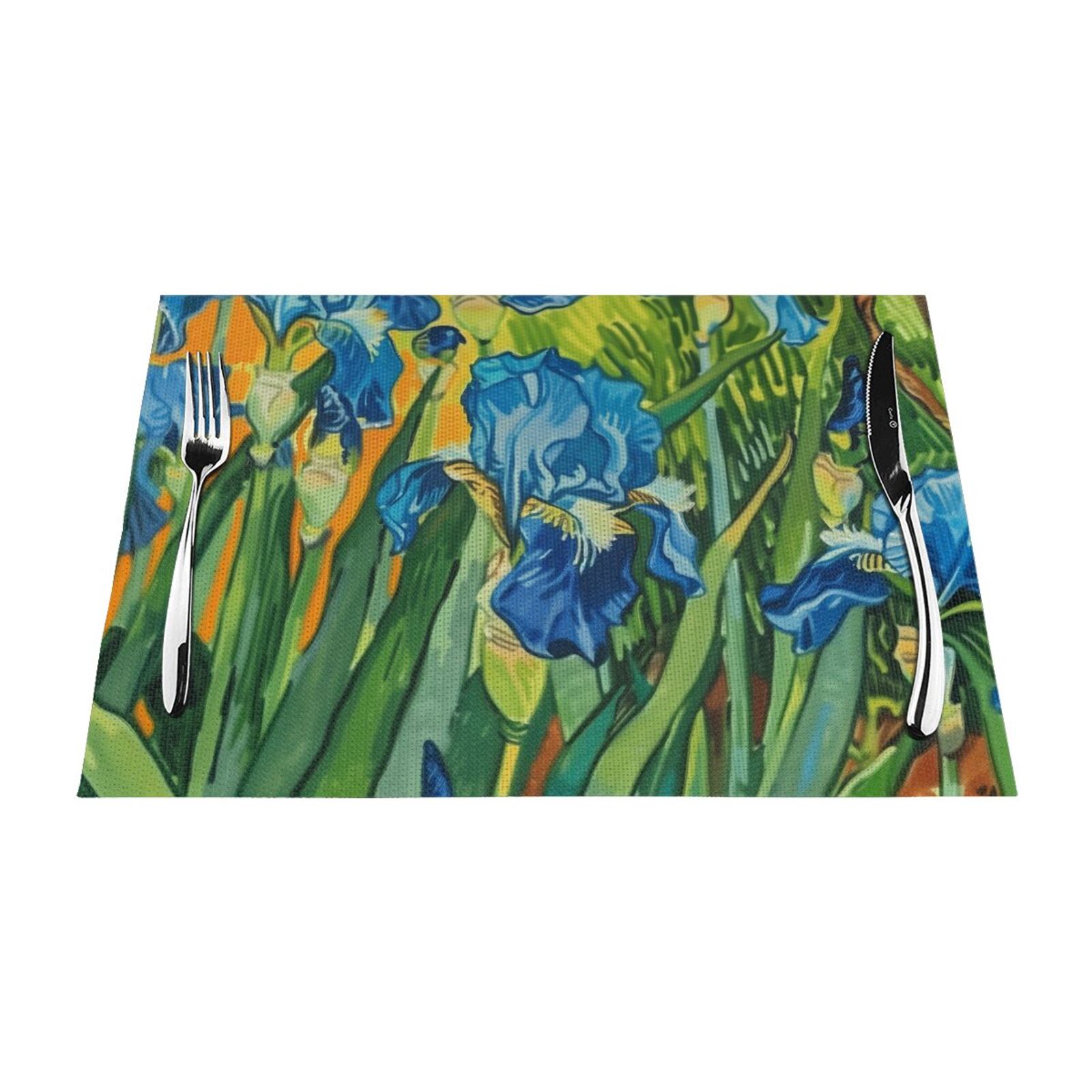 Vincent van Goghstyle blue irises with greenery Meal mat, heat