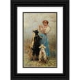thumbnail image 1 of Vincenzo Caprile 16x24 Black Ornate Framed Double Matted Museum Art Print Titled: Young Woman Feeding Goats (1893), 1 of 5