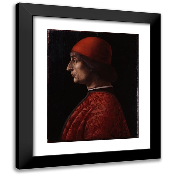 Vincenzo Foppa 12x14 Black Modern Framed Museum Art Print Titled - Portrait of Giovanni Francesco Brivio (1495)