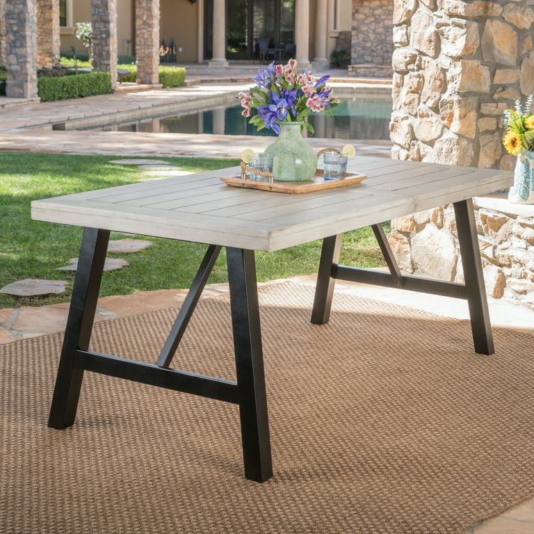 Gray wood outdoor dining table clearance